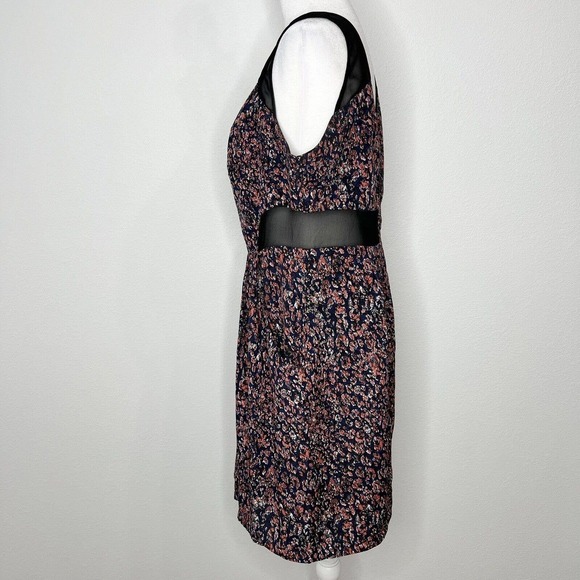 BCBGeneration Navy Blue Red Black Abstract Floral Sleeveless Dress Sz 10 - Picture 5 of 11